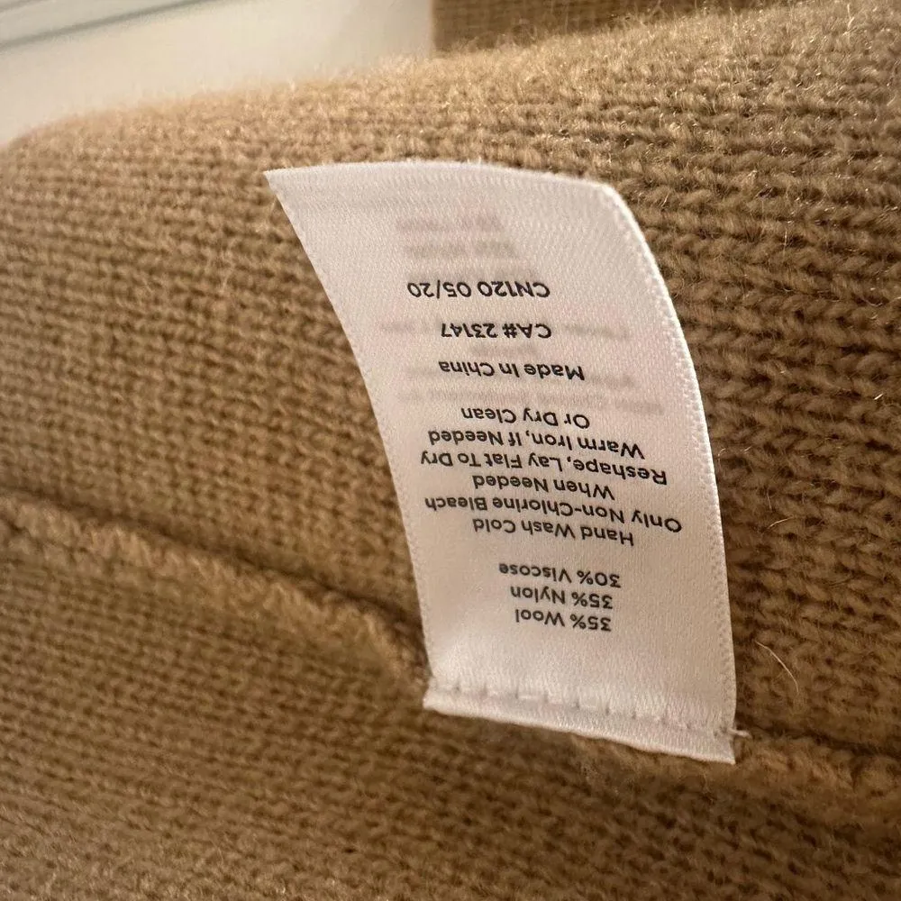 Talbots Milano Stitch Sweater Jacket Wool Blend Size Small Camel Tan Col… - Image 4