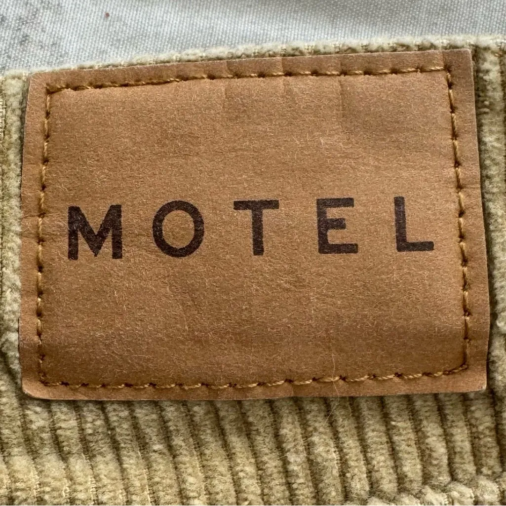 Motel Rocks Beige Corduroy tan wide leg pants, size S casual high rise cottage - Image 10