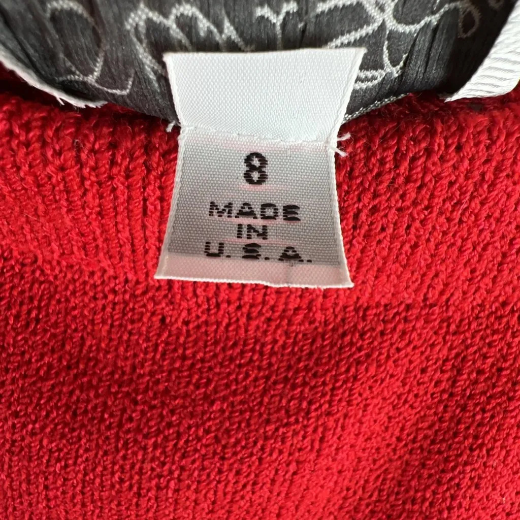 Marie St John Size 8 Red Vintage Santana Knit Skirt Office Dressy Straight USA - Image 7