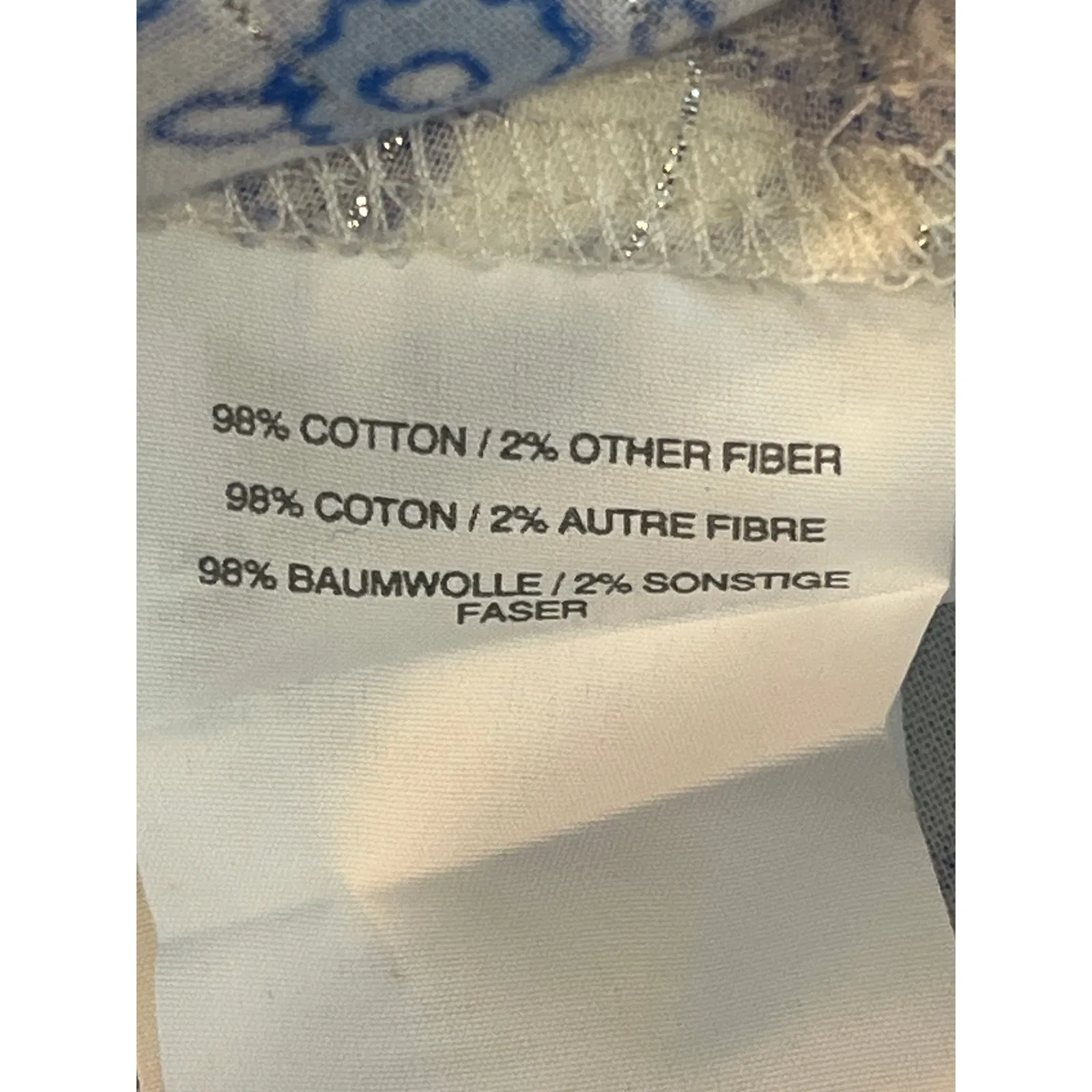 Point Sur Medium Blue White Floral Print Split‎ Neck Tunic Shirt Boho Flowy - Image 5