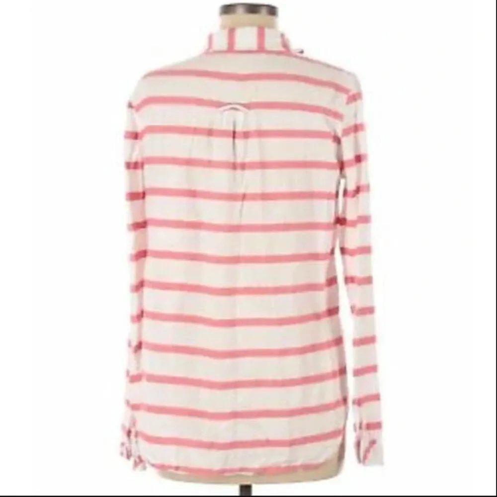 Lovestitch Button Up Roll Tab 100% Cotton Nautical Striped White Red Small - Image 2