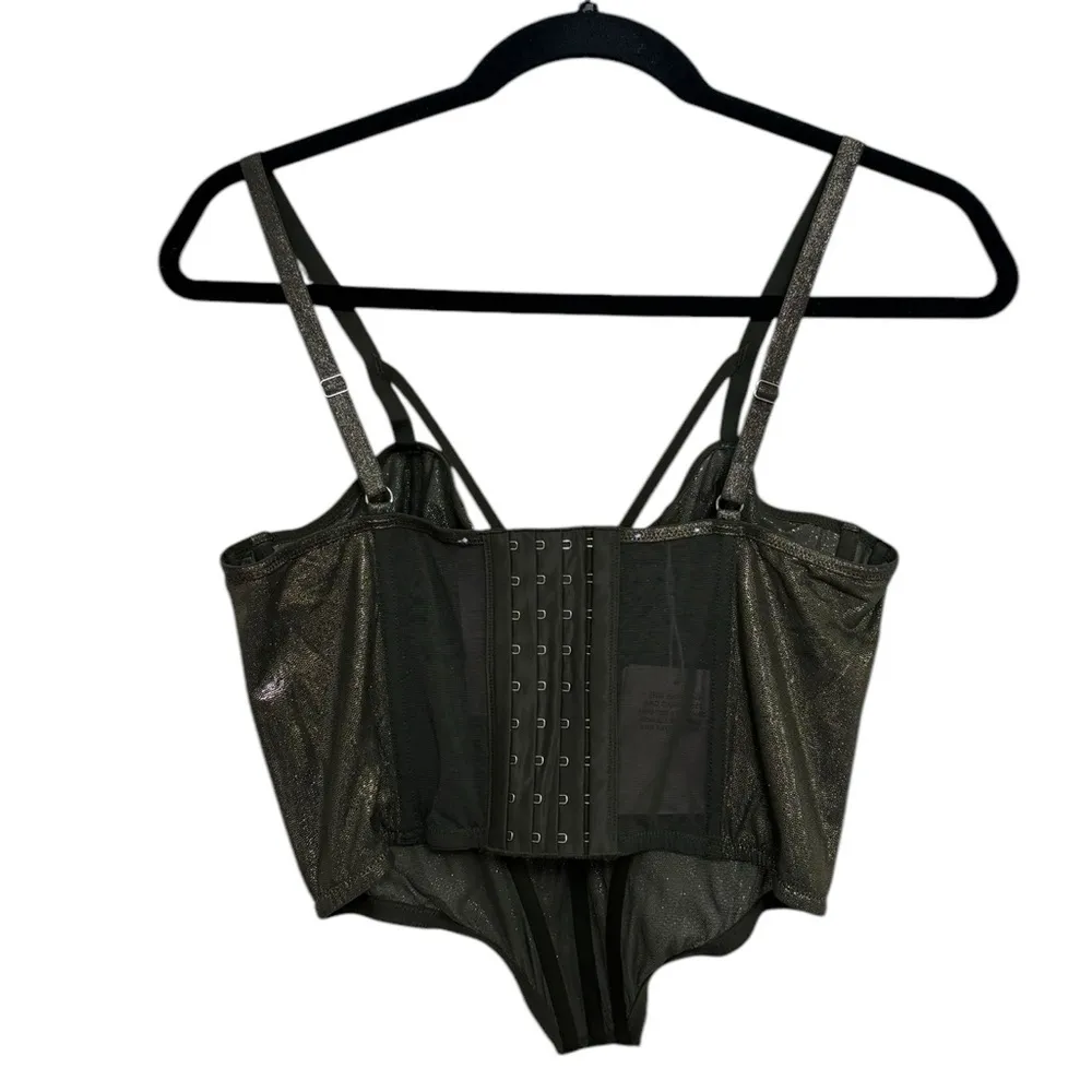 NWT Savage X Fenty Metallic Olive Green Going Platinum Mesh Bustier - Size L - Image 4