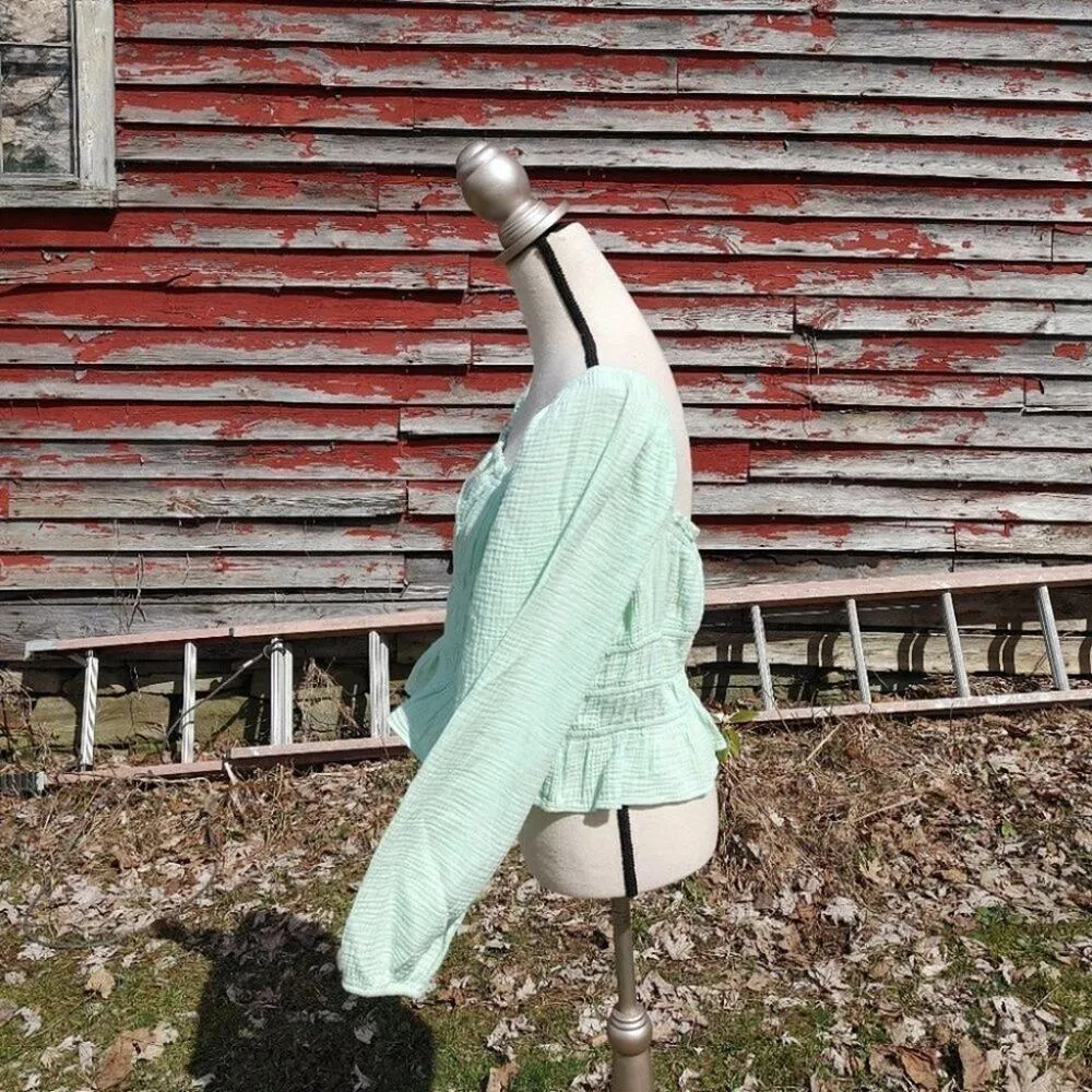 Wild Fable Size Extra Large XL Light Pastel Mint Green Cottage Core Kawaii Crop - Image 12