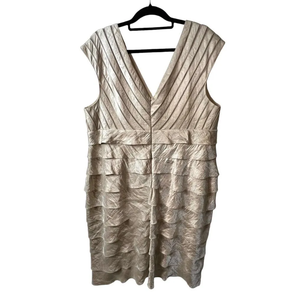 Adrianna papell woman tan‎ gold dress women’s size 22 - Image 2