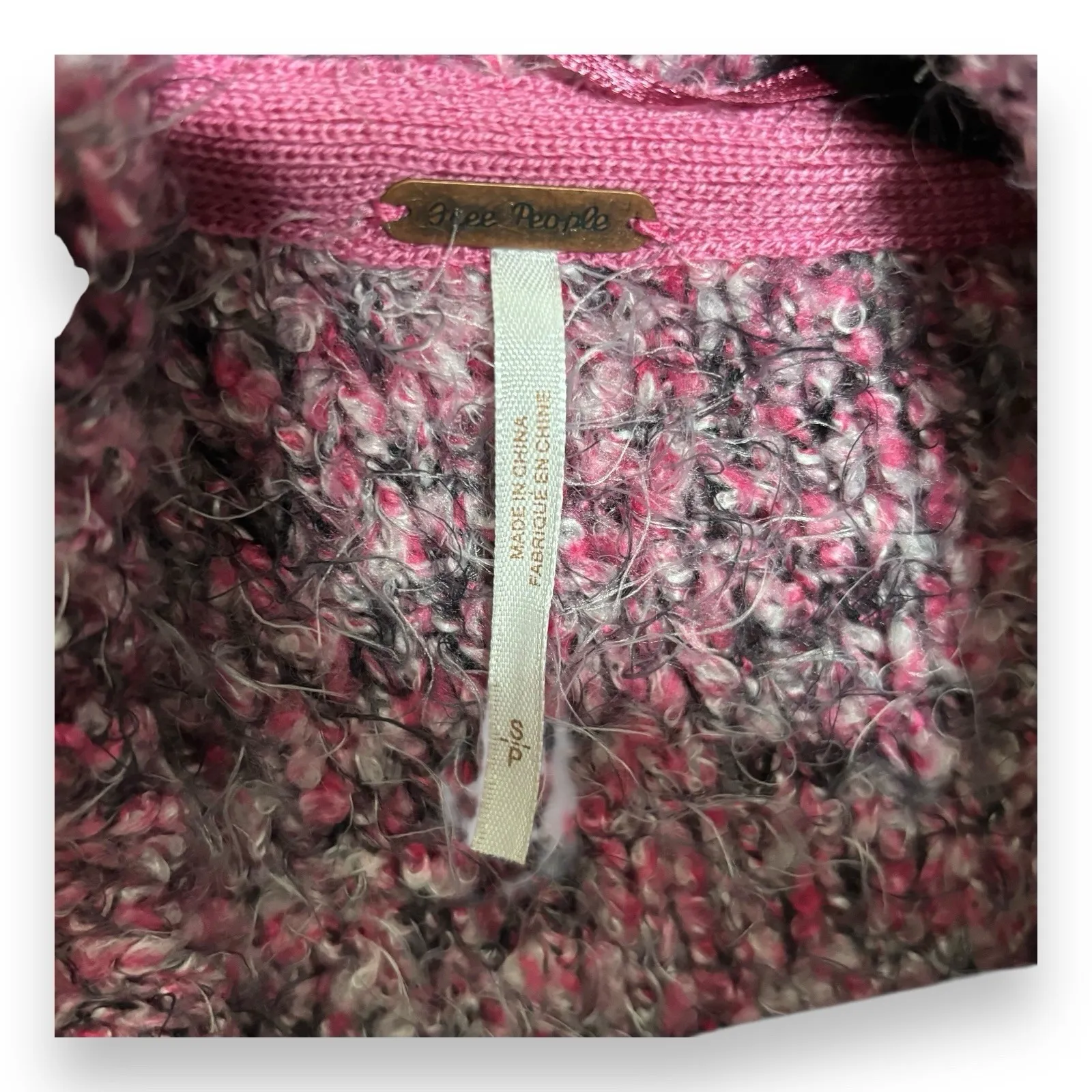 Free People Pink Stella Collared Button Soft Sweater Women's Size S Oversized - Image 3