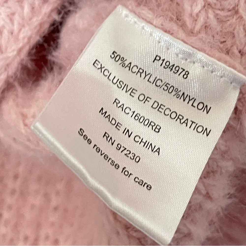 ALMOST FAMOUS Vintage Pink Twist Front V-Neck Sweater Pearl Accents - Image 14