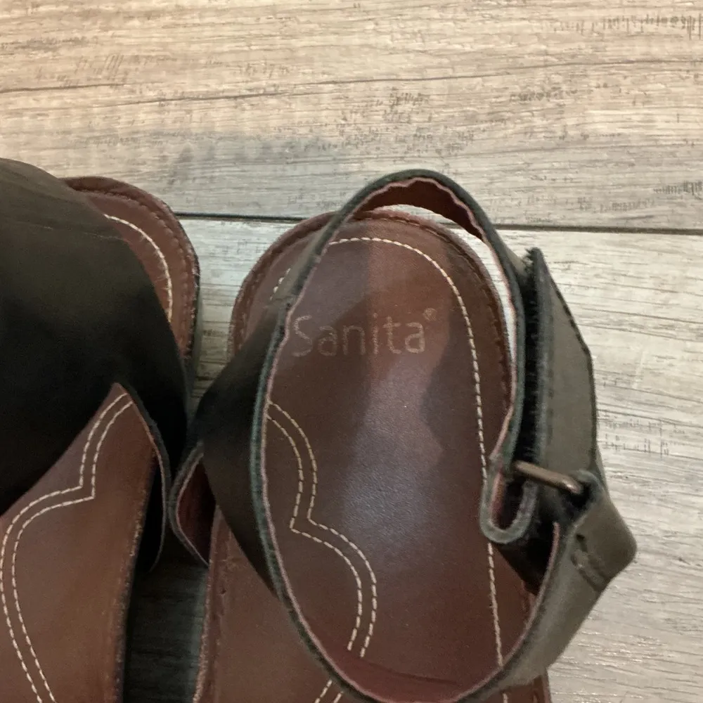 Sanita‎ Vans Flats Leather Sandals Adjustable Straps Comfort Casual Black Sz 9 - Image 3