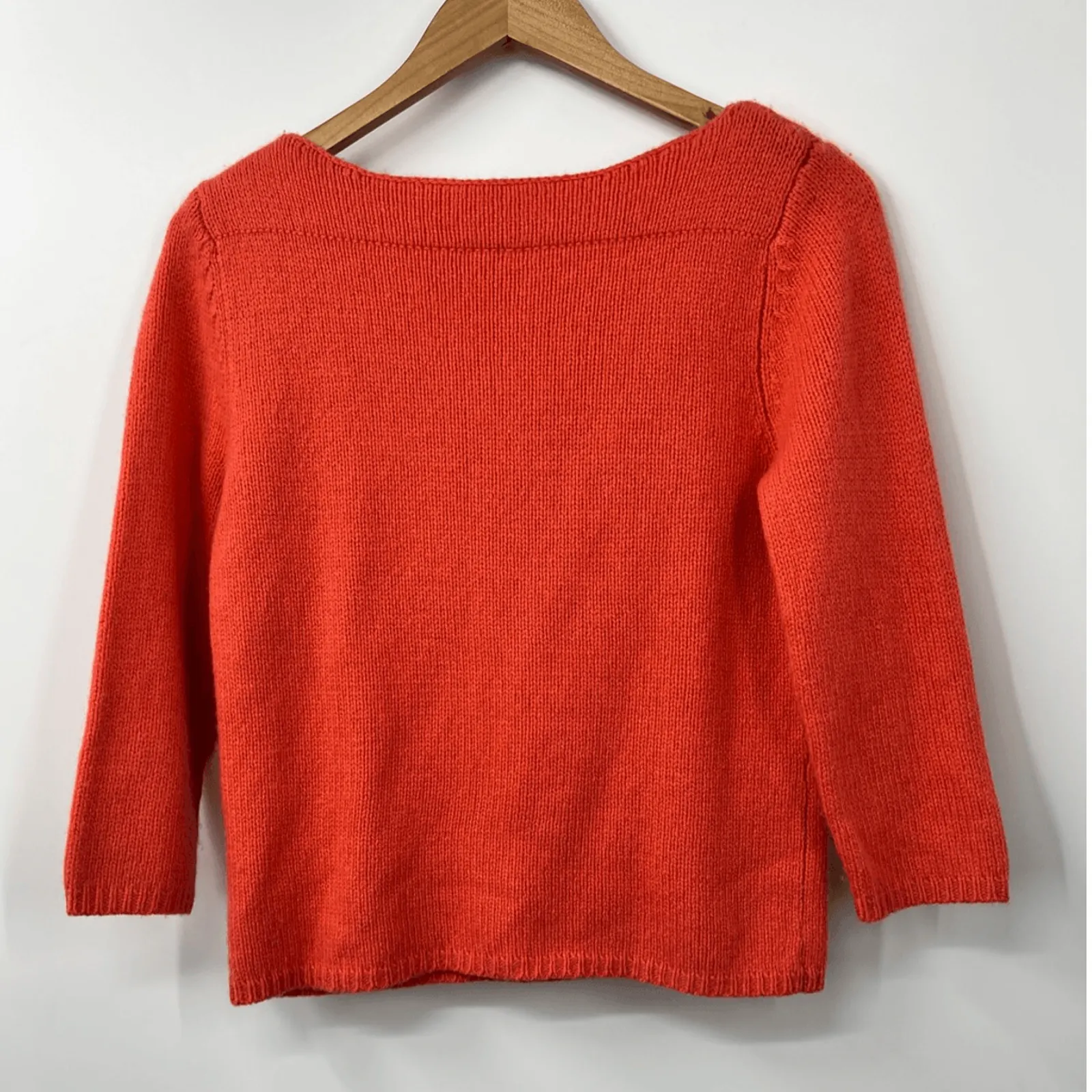 Calypso St. Barths Sweater Knit Crewneck 100% Cashmere Pullover Coral Small - Image 5