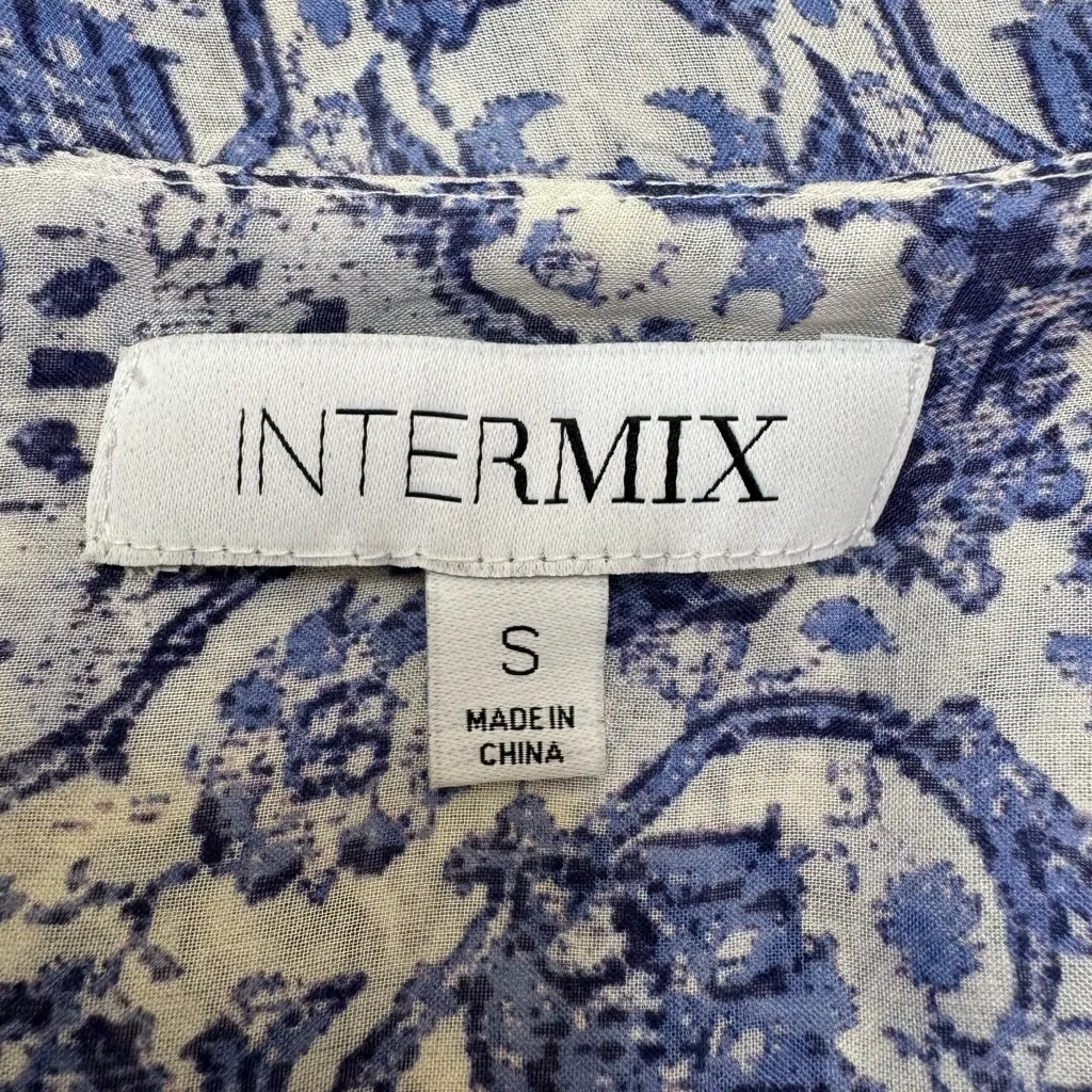 Intermix Yasmin Abstract Blue White Silk Button Down Blouse size Small $228 - Image 6