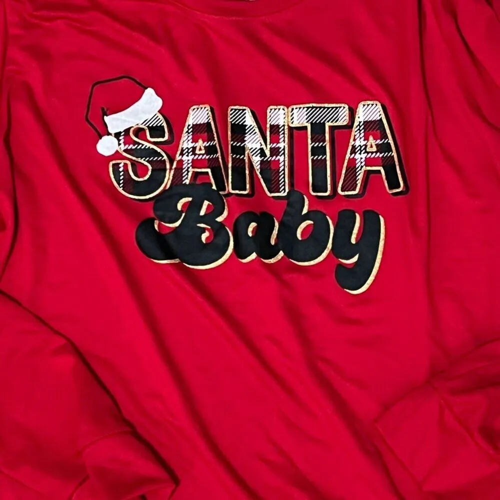 Secret Treasures Santa Baby Red Long Sleeve Knit Pajama Sleep Set Size Medium - Image 4