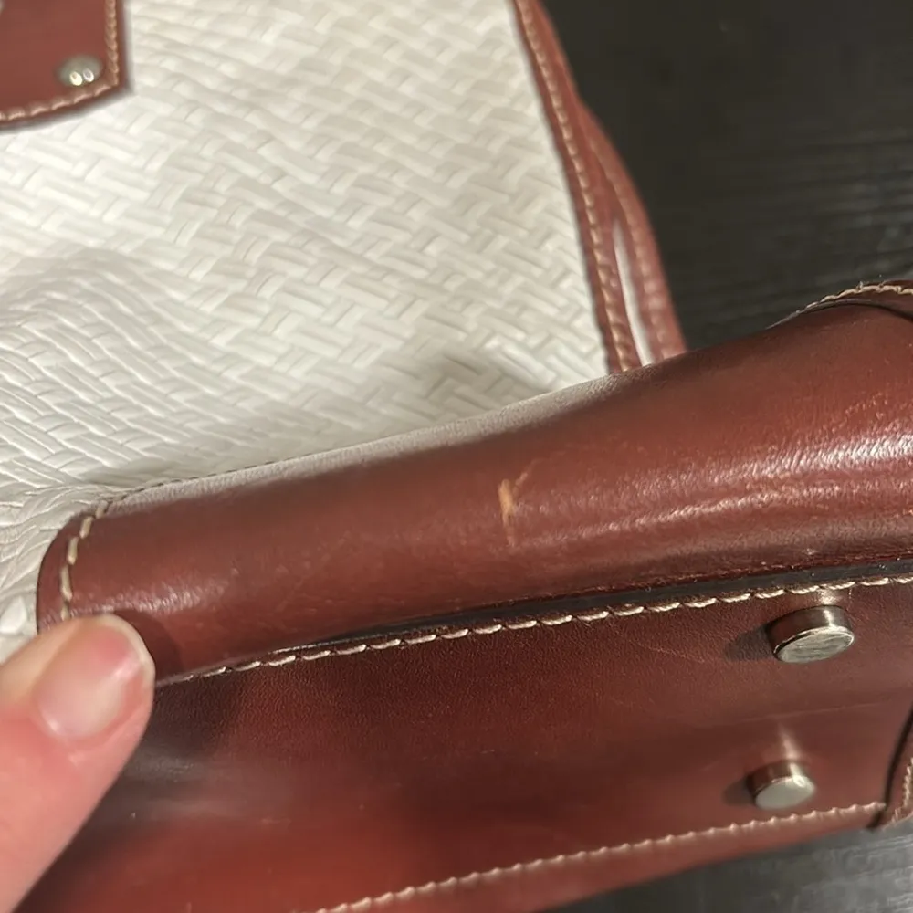 CLAUDIA Firenze genuine leather white and brown made in Italy shoulder bag - Image 14