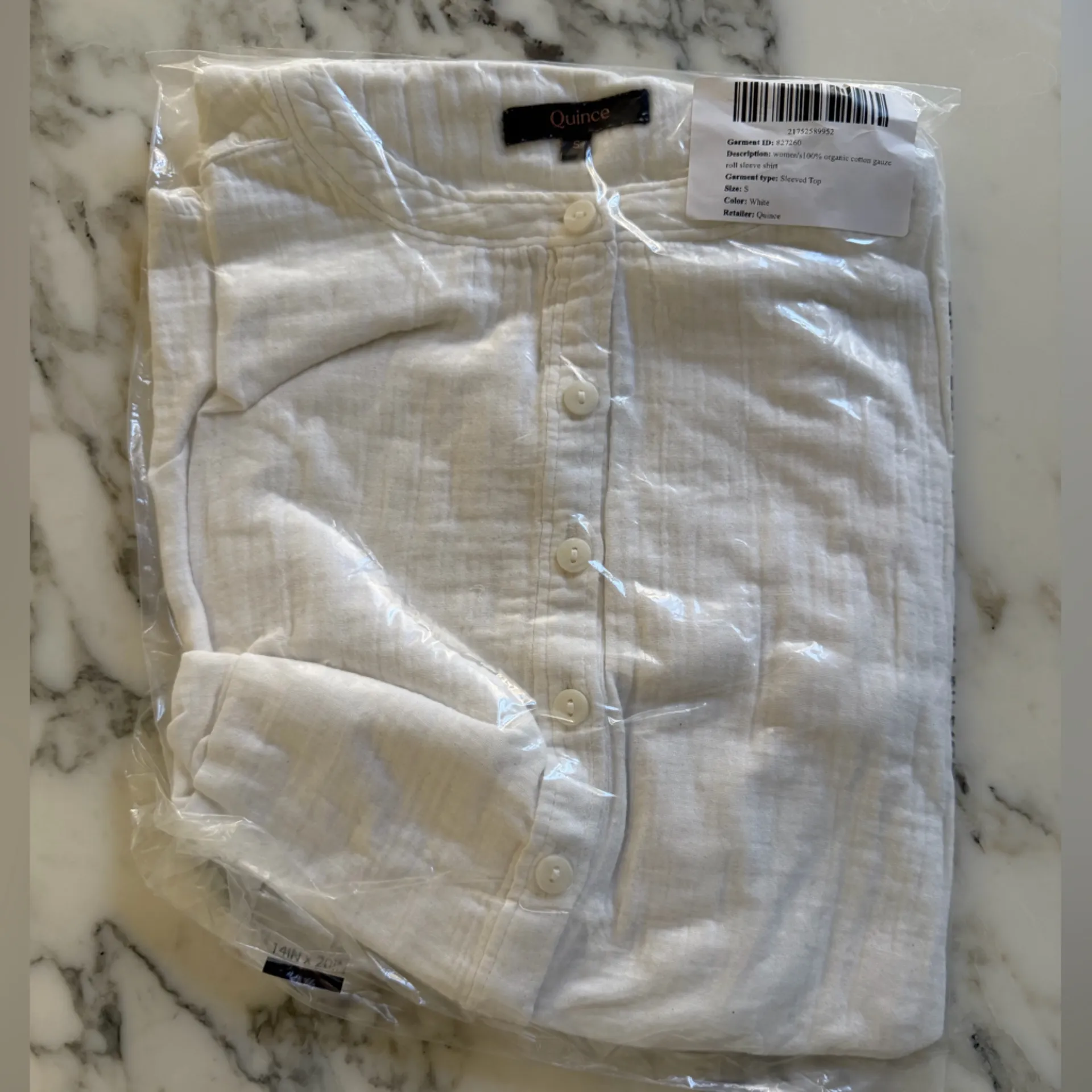 NWT Quince 100% Organic Cotton Gauze Roll Sleeve Shirt - Image 5