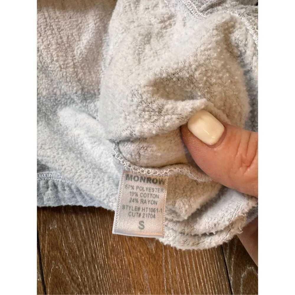 Monrow Supersoft Pullover Hoody Heather Grey with Kangaroo Pockets Size Small Gray - Image 9