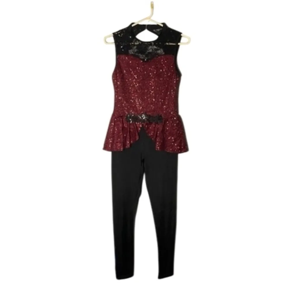 Save Your Tears 14175 Weissman Showtime Dance Costume Black Maroon Adult Medium - Image 2
