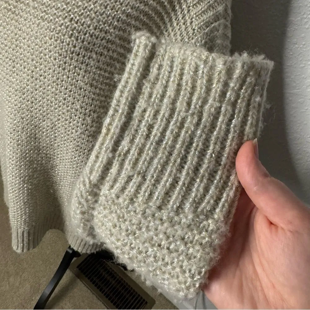 Tommy Bahama Boat Neck Wool Sweater Knit Women Size L Gold Metallic Relaxed Fit - Image 7