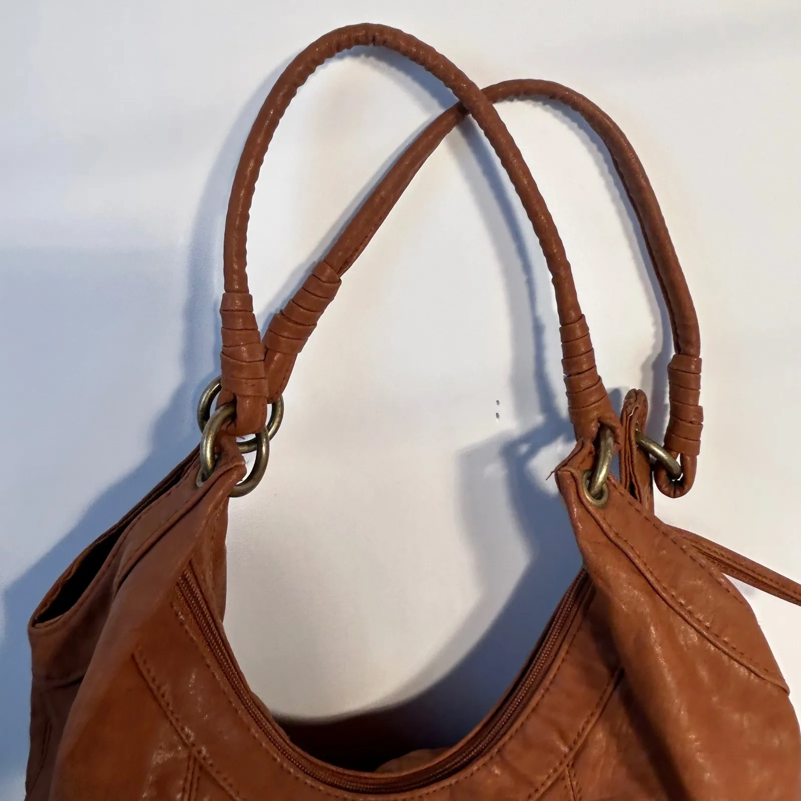 Roxy Brown Faux Leather Hobo Shoulder Bag Purse - Image 2