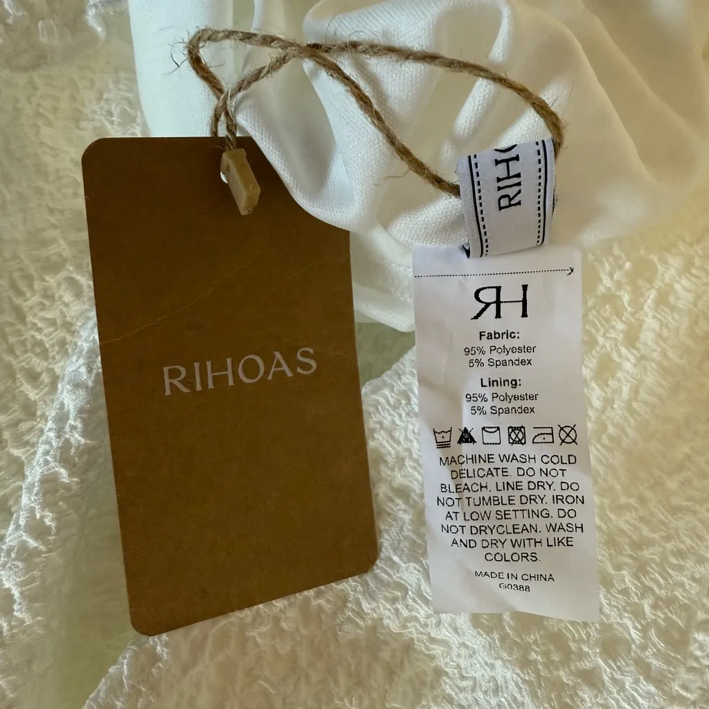 RIHOAS Bell Sleeve Dress White Small NWT IN PACKAGE - Image 4
