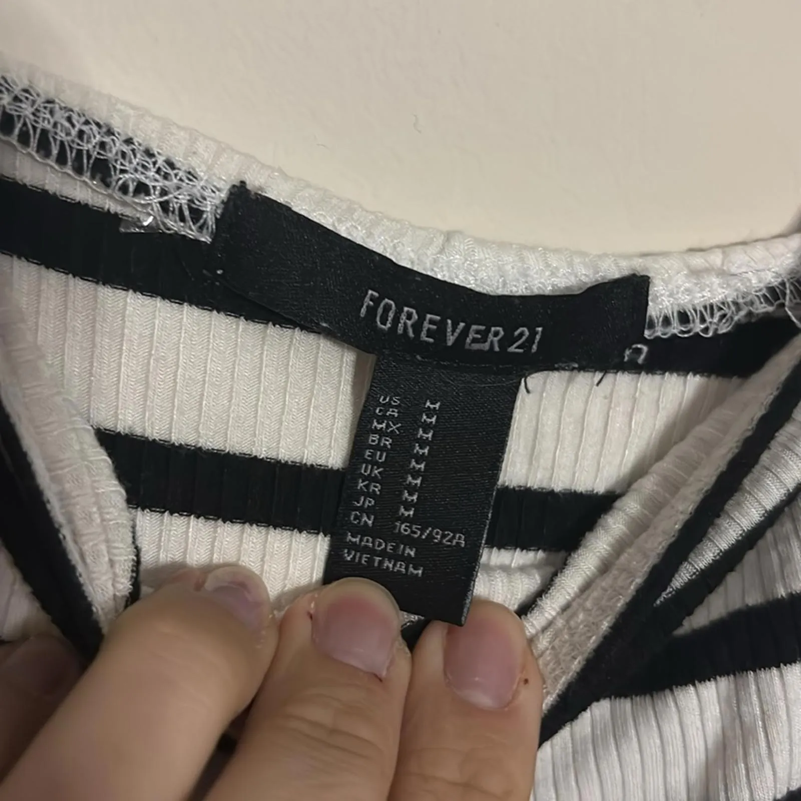 ✅Forever 21 Black and White Striped A Line Stretch Skater Dress Tie Straps - Image 5