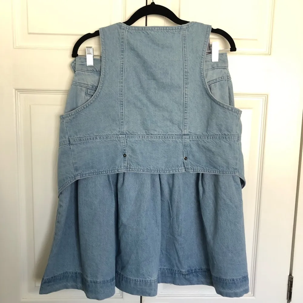 Free People Scout Light Wash Denim Set with Pleated Midi Skirt Size 10 - Image 6