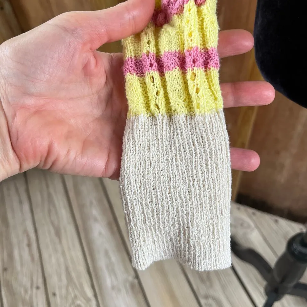 Urban Outfitters Women's Yellow And Pink Cropped Cardigan Sweater Size L - Image 6