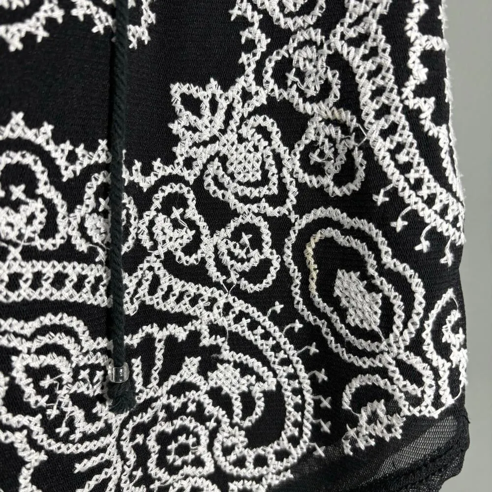 INC Women's Black & White Boho Chic Embroidered Front Top - Image 4