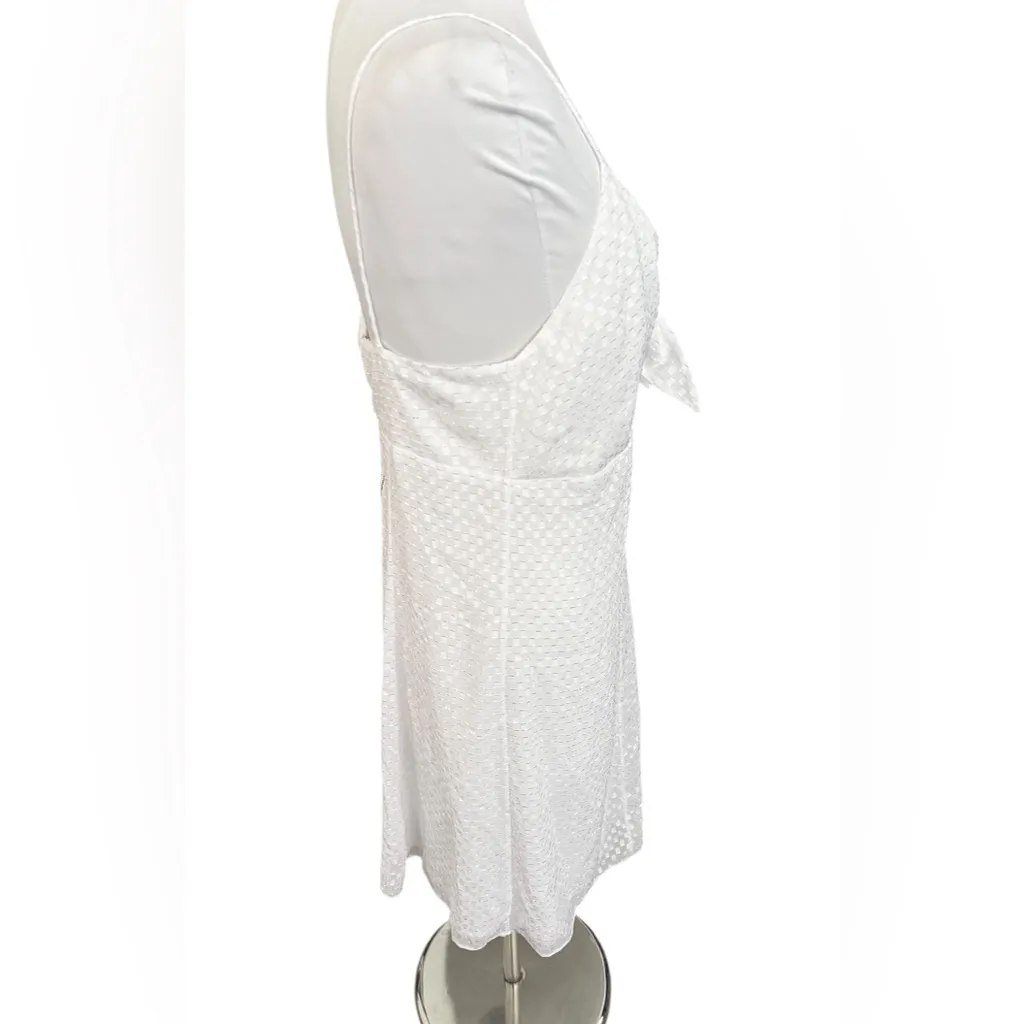 Alice + Olivia White Roe Tie Front Textured Mini Flare Slip Dress Size 12 NEW - Image 8