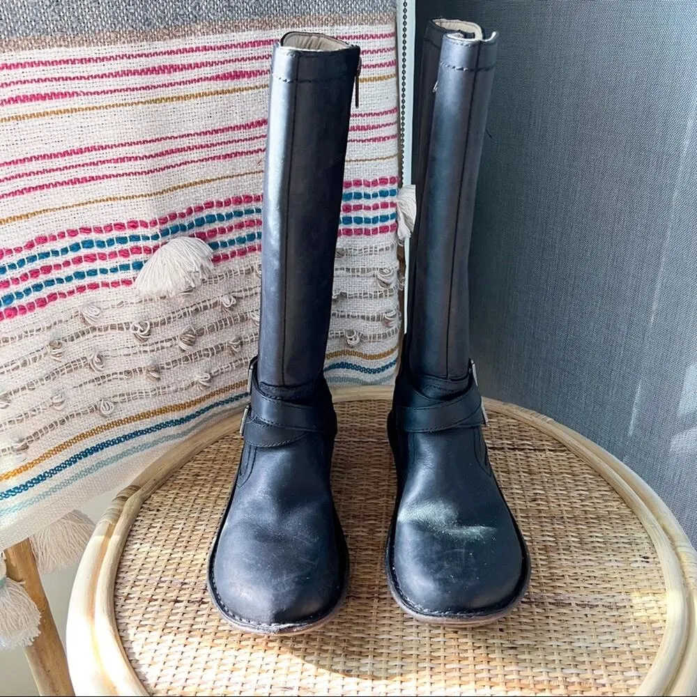 UGG Rosen Black Shearling Lined Tall Leather Winter Boots Women’s 6 - Image 3