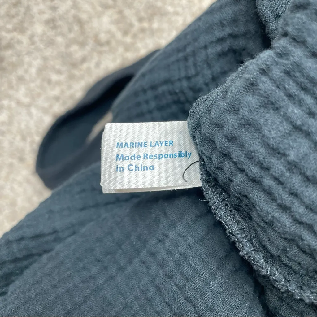 Marine Layer Corinne Double Cloth Maxi Dress Black Small Gauzy Cotton Sleeveless - Image 6