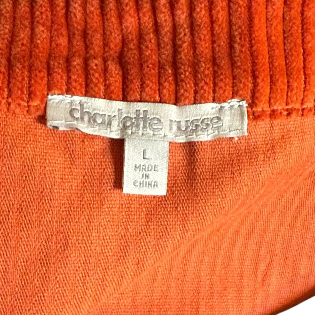Charlotte Russe Women’s Vibrant Orange Corduroy Front Button Mini Skirt- Large - Image 6