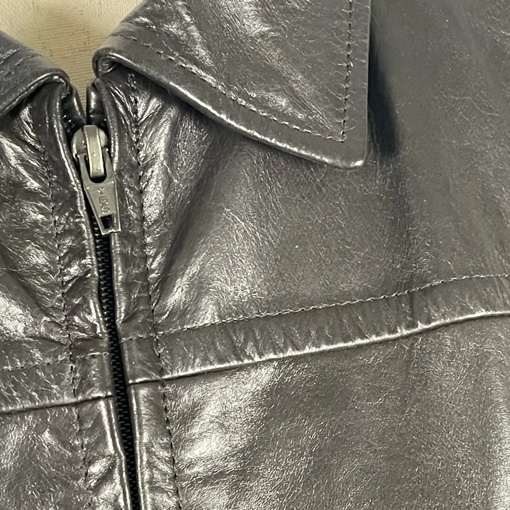 Express World Vintage-Y2K Leather Jacket Large Brown/Black Belted Jacket Retro - Image 7