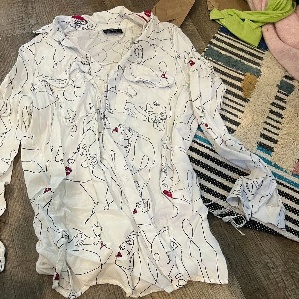 Milk & Honey small abstract button down Black - Image 2