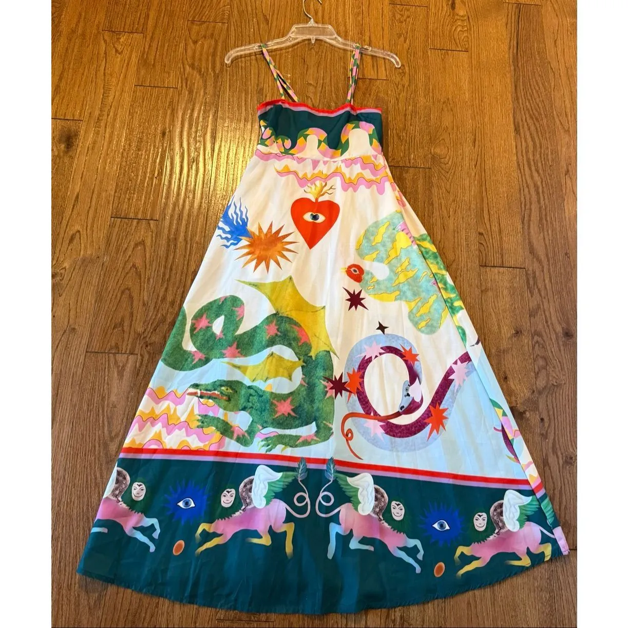 Amazon linen blend bohemian summer printed midi dress small - Image 8