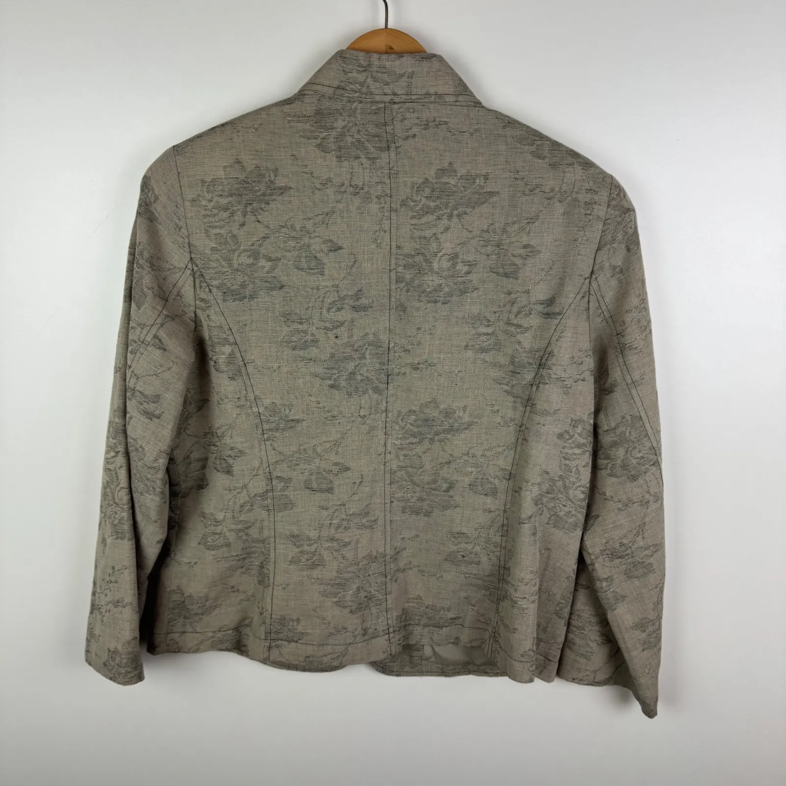 Coldwater Creek Floral Tapestry Linen Cotton Blazer Size 12 Jacket Boho Neutral - Image 4