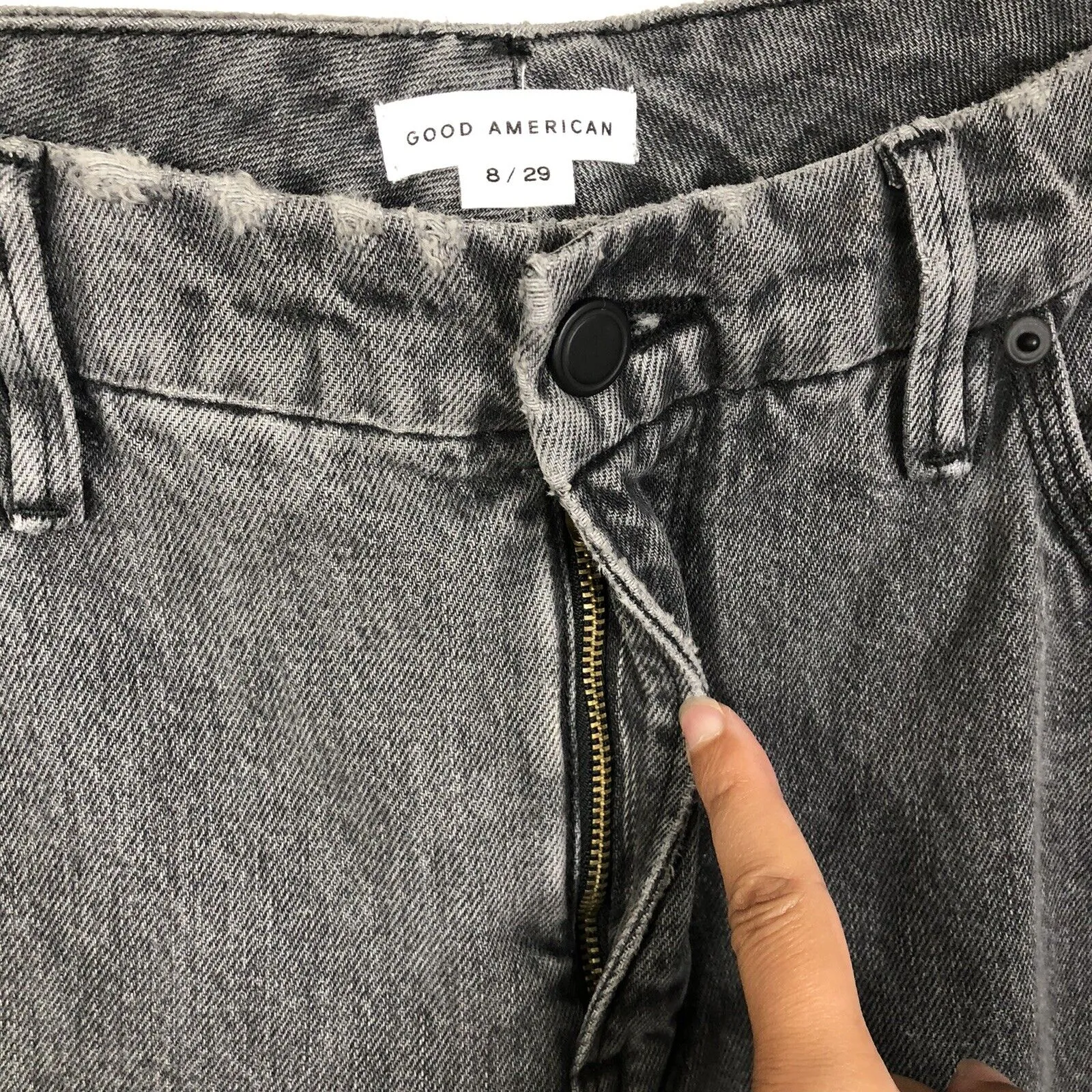 NEW Good American 90's High Waist Baggy Relaxed Black Gray Jeans Women's 8/29 - Image 5