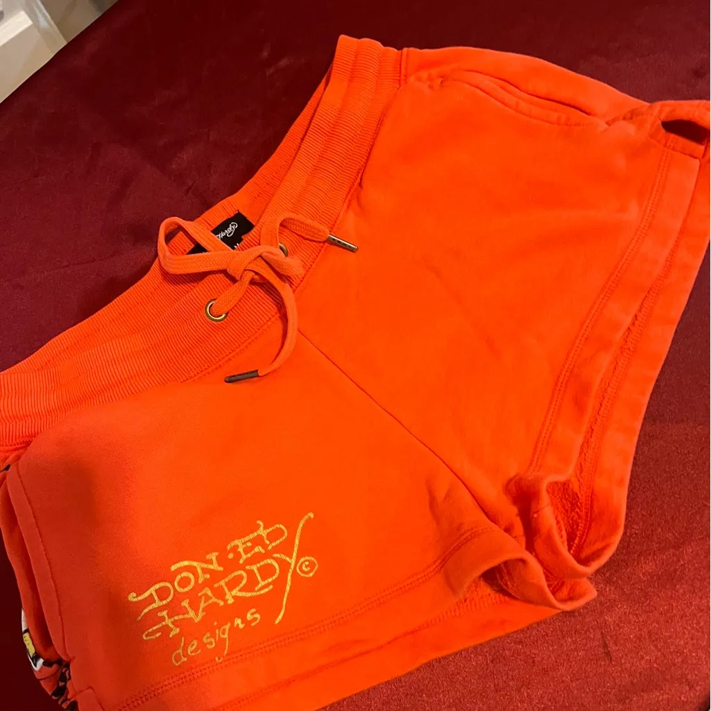 Ed Hardy Bright Orange Graphic Shorts - Image 3