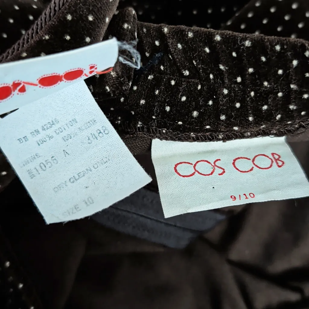 Ladies' Vintage Brown Polka Dot Velour Suit Size M - Image 2