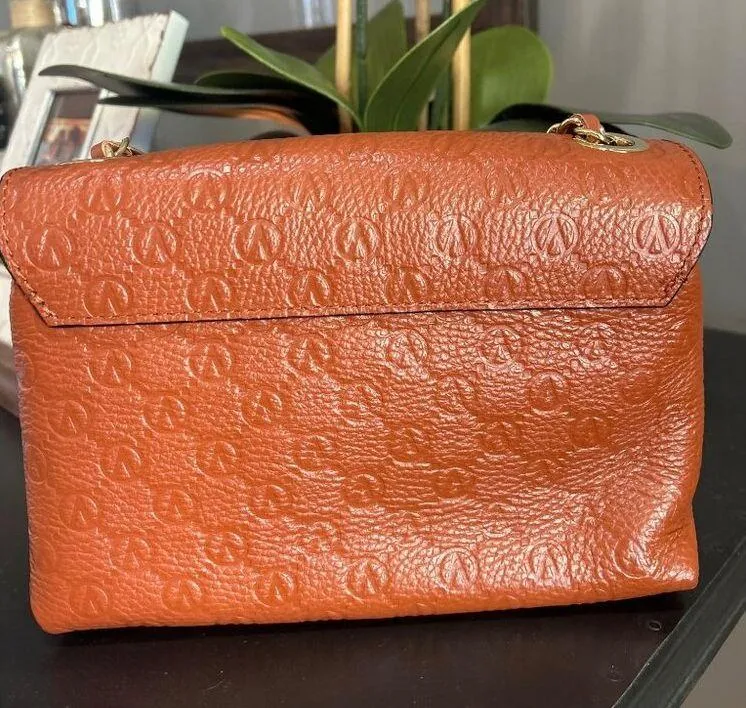 Valentino By Mario Valentino Isabelle Dollaro Leather Crossbody BrownstoneGilt W Brown - Image 8