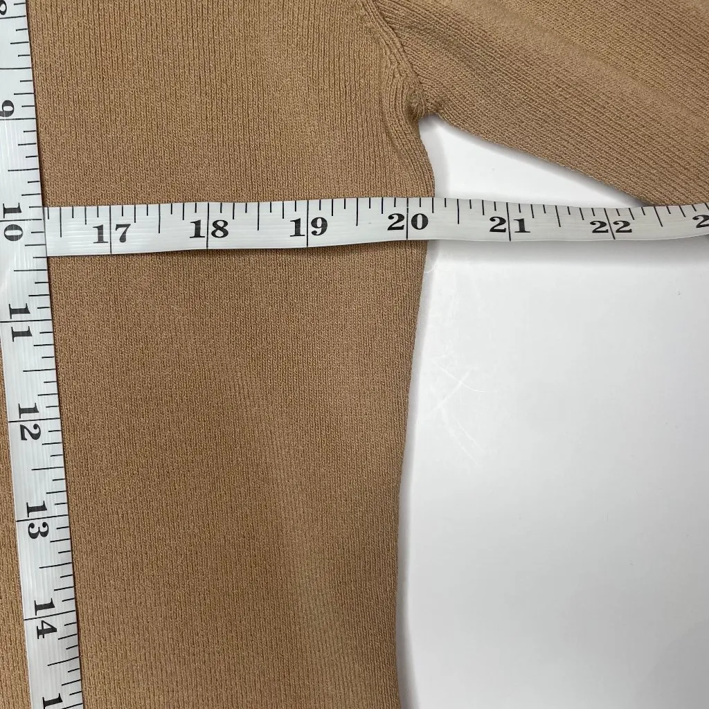 FINITY Tan Contrast Trim Cardigan XL Slinky Knit Single Button Old Money Chic - Image 7