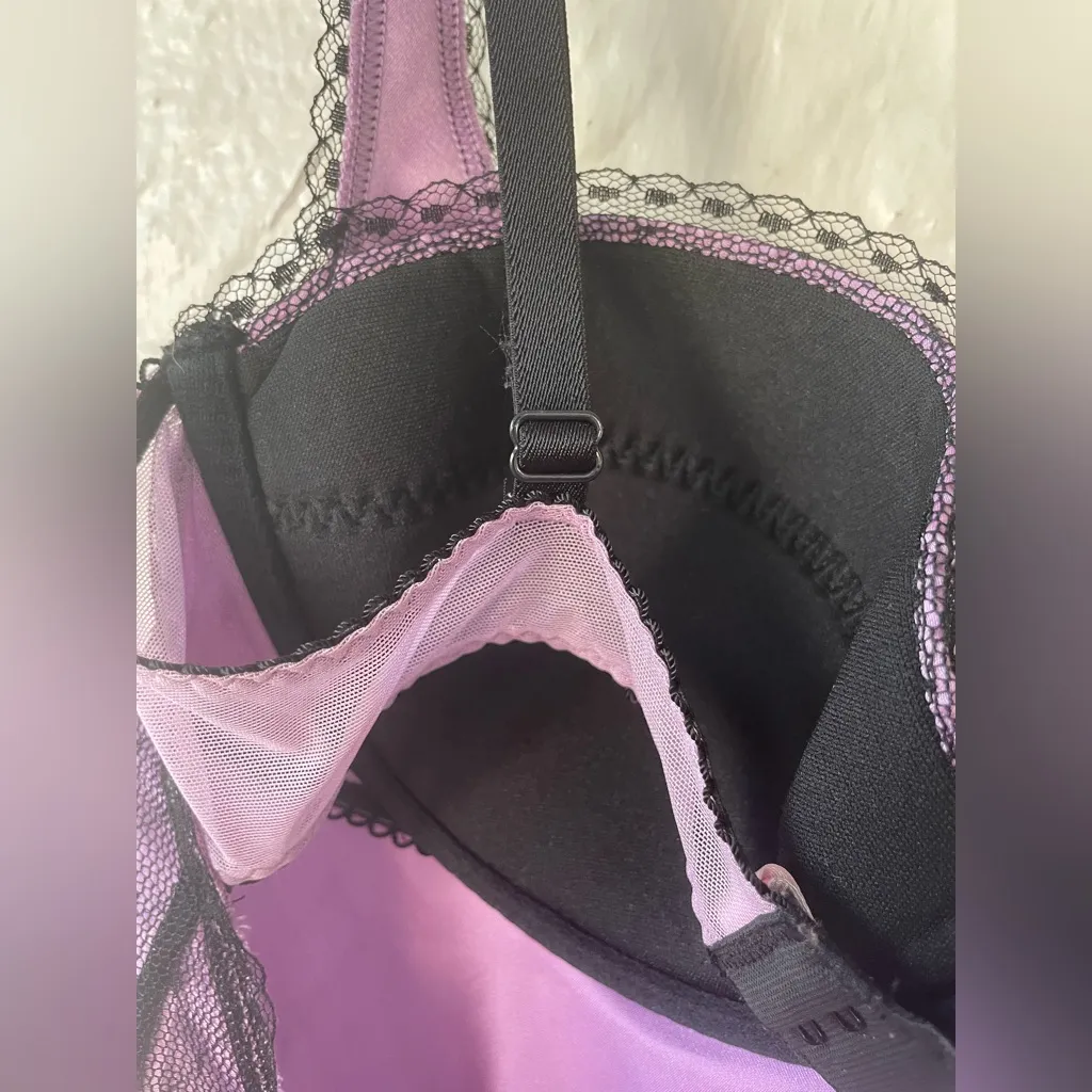 Victoria’s Secret lingerie Gown Purple Black Lace Size 34C - Image 5