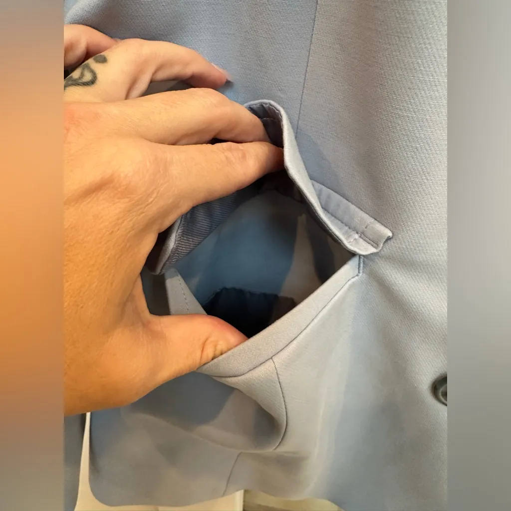 Talbots Bella Light Blue Periwinkle Double-Breasted Blazer Jacket Size 14 NWOT - Image 7