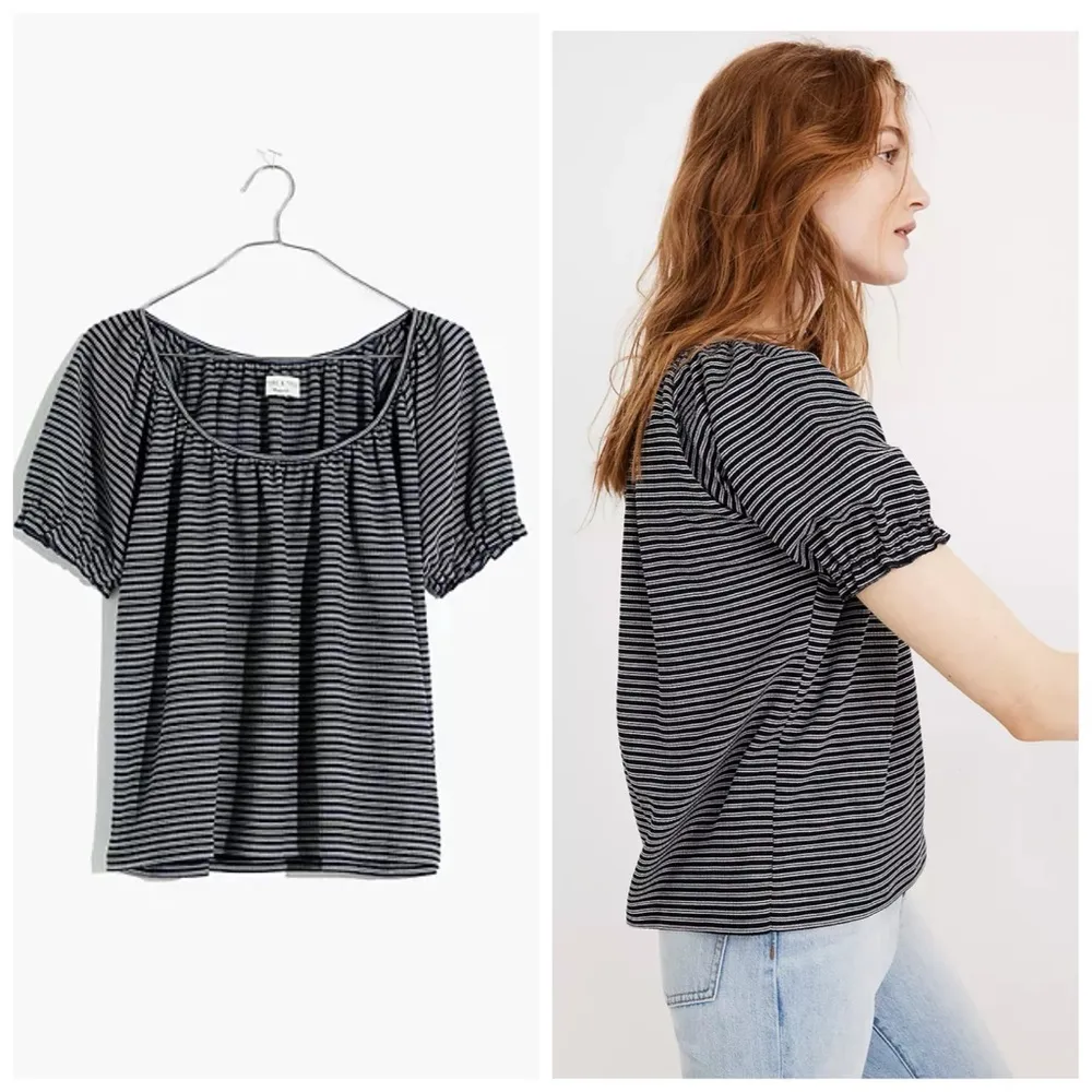 madewell • texture & thread peasant striped boxy top - Image 35