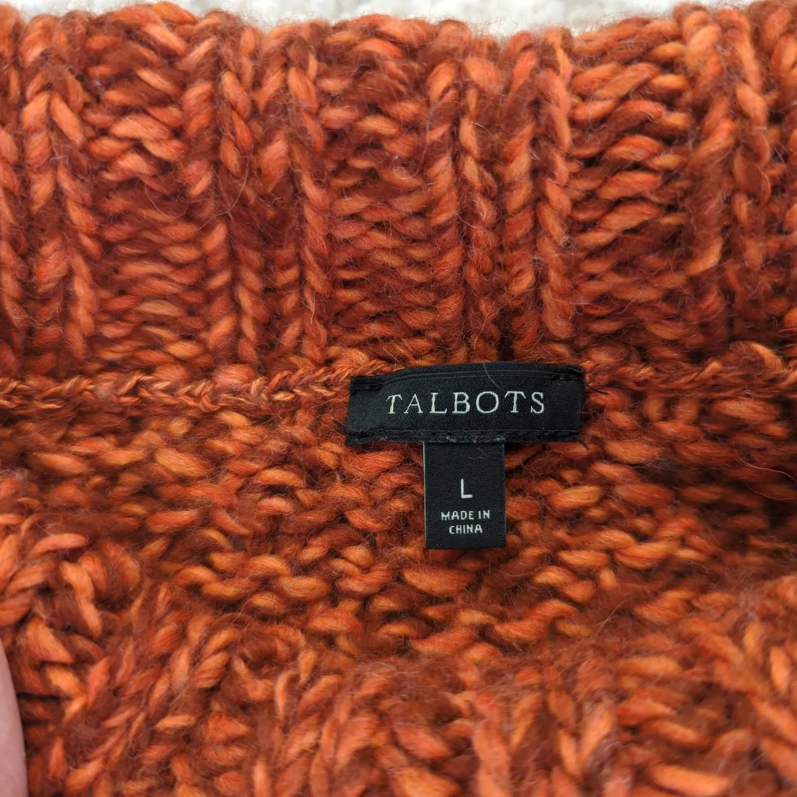 Talbots  Women's Large Rust Orange Wool Blend Knit‎ Turtleneck Sweater Pullover - Image 7