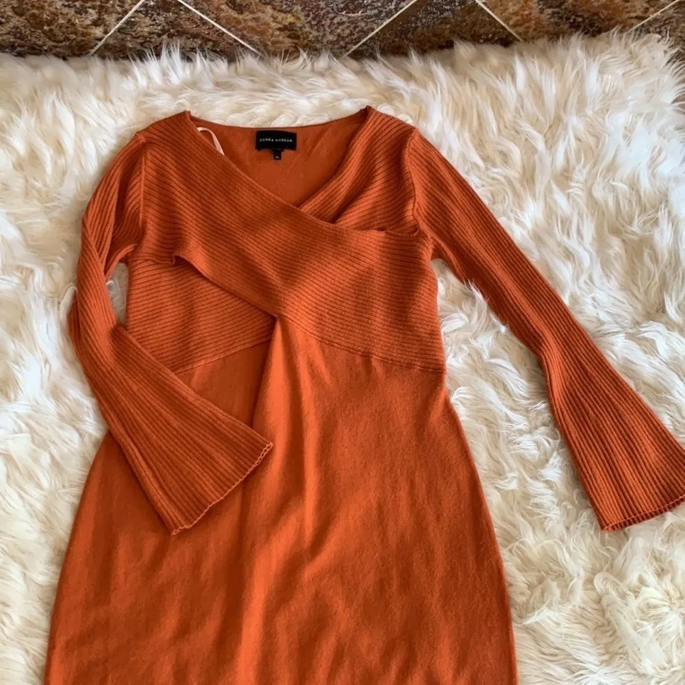 Donna Morgan Taylor Knit Dress Burnt Orange Color Size XL - Image 12