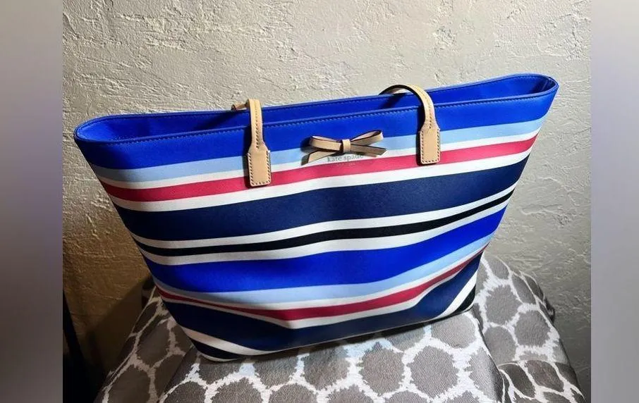 KATE SPADE Eden Street Margareta Stripe Saffiano Leather XL tote- gorgeous bag - Image 15