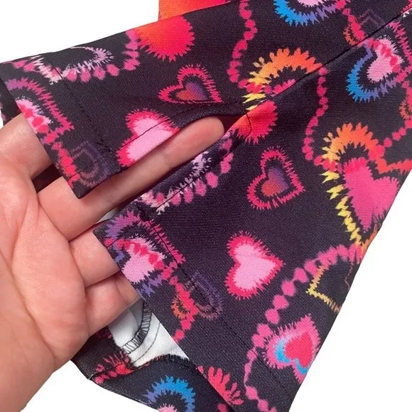 I Am Gia Size S Rylee Cropped Flare Pants Hearts Print Maximalist‎ Kawaii Rave - Image 10