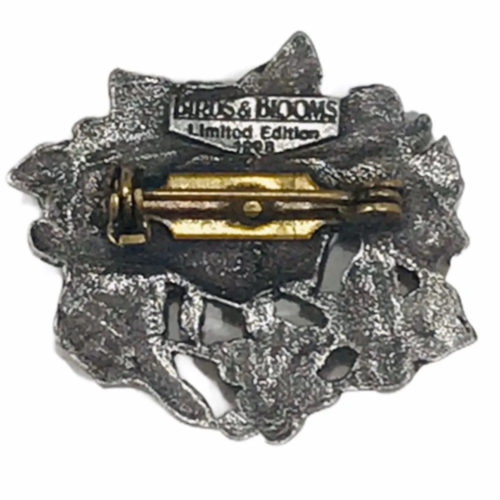Birds & Blooms Butterfly and Flowers Limited Edition 1998 Brooch, Pewter Tone - Image 2