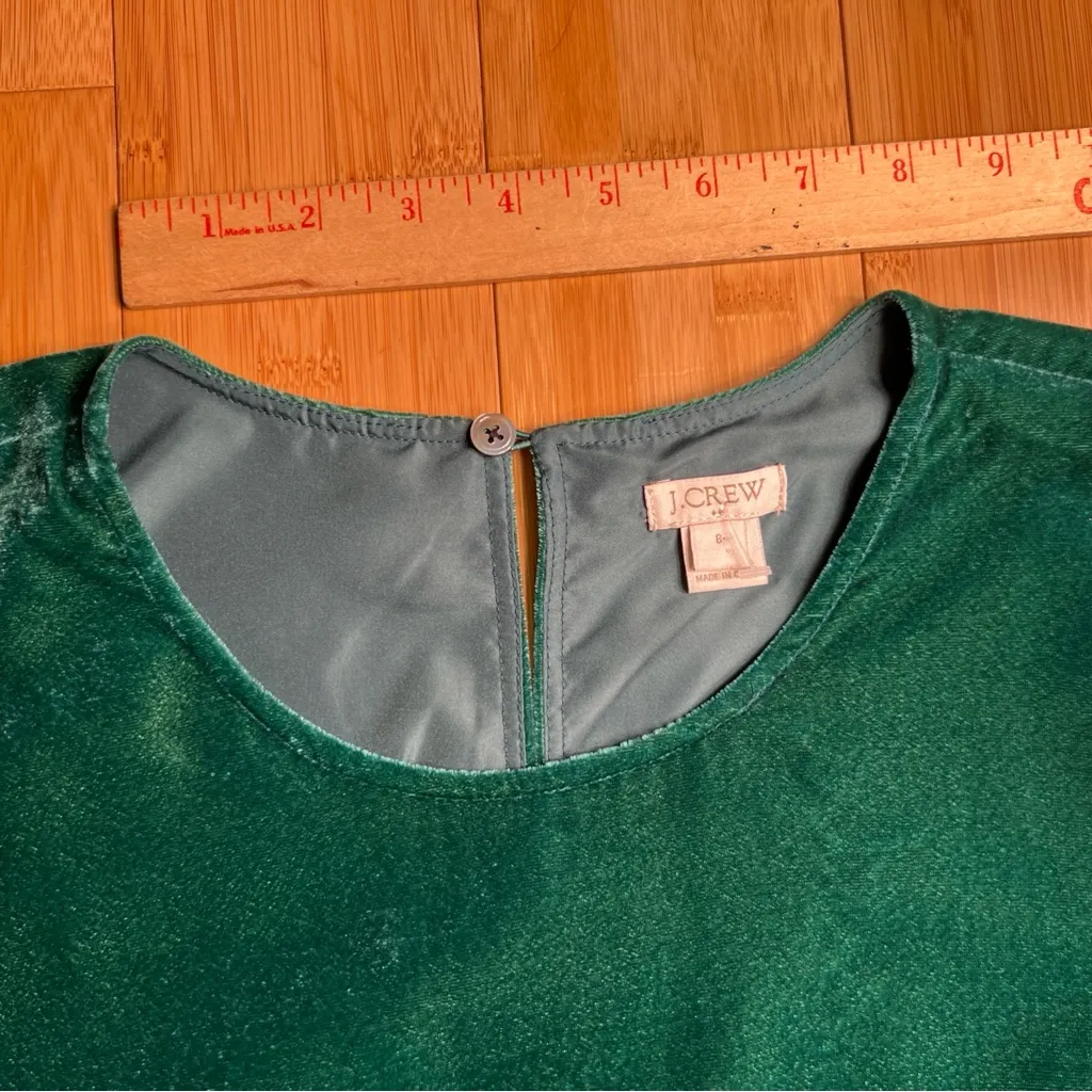J.Crew Women's Emerald Green Peplum Sleeveless Keyhole Velvet Tank Shirt|Size:8 - Image 9