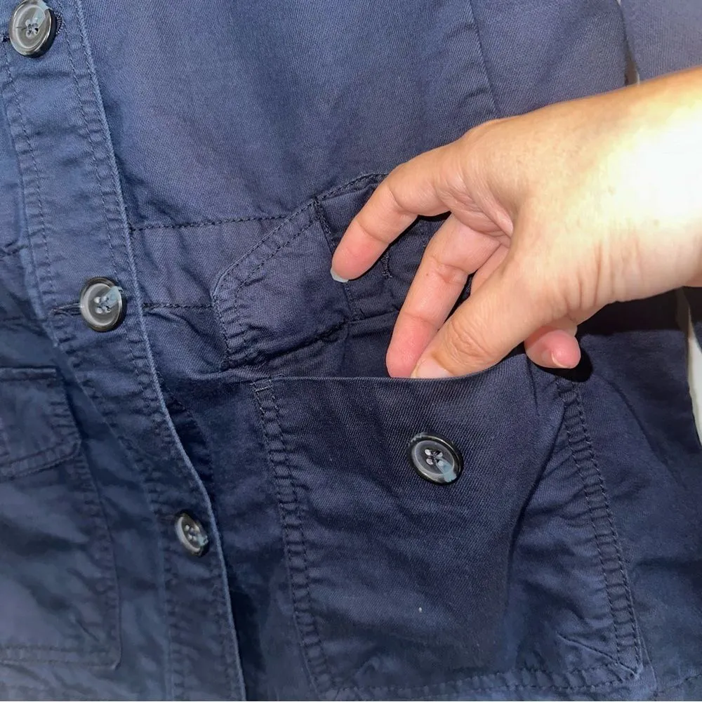 Talbots navy linen blend utility shirt jacket women S - Image 7