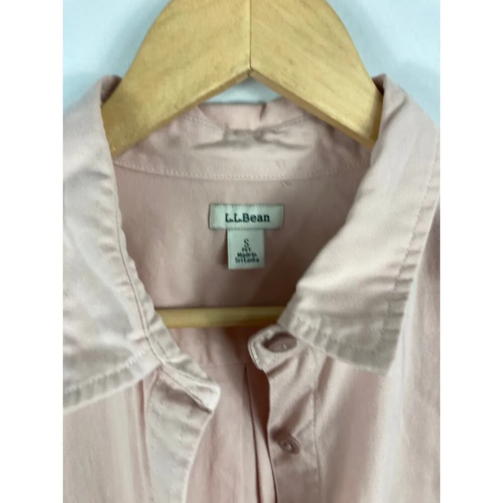 LL Bean Pink Button Up Long Sleeve Shirt Size Small - Image 3