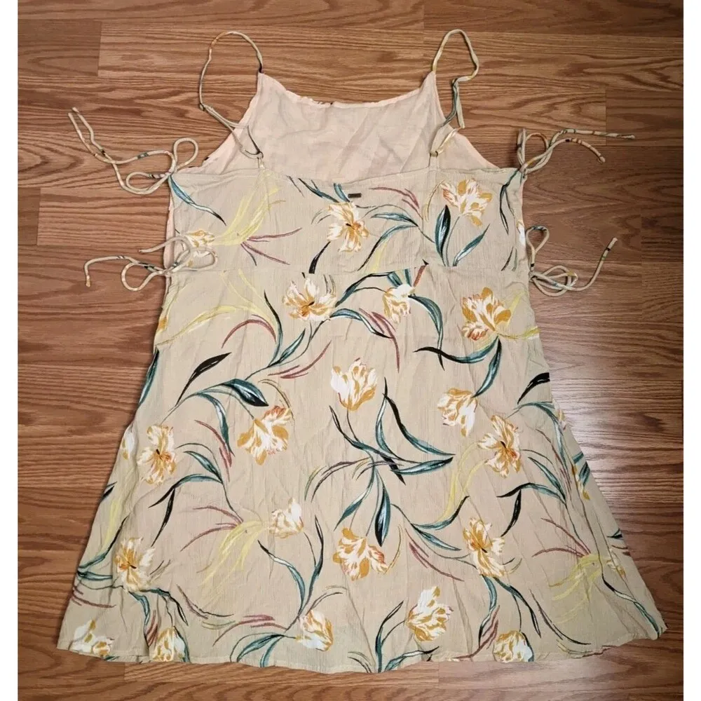 O’Neil Pink Floral Mini Dress Sz XL Pull Over Tie Sides Vacation Tropical Surf - Image 6